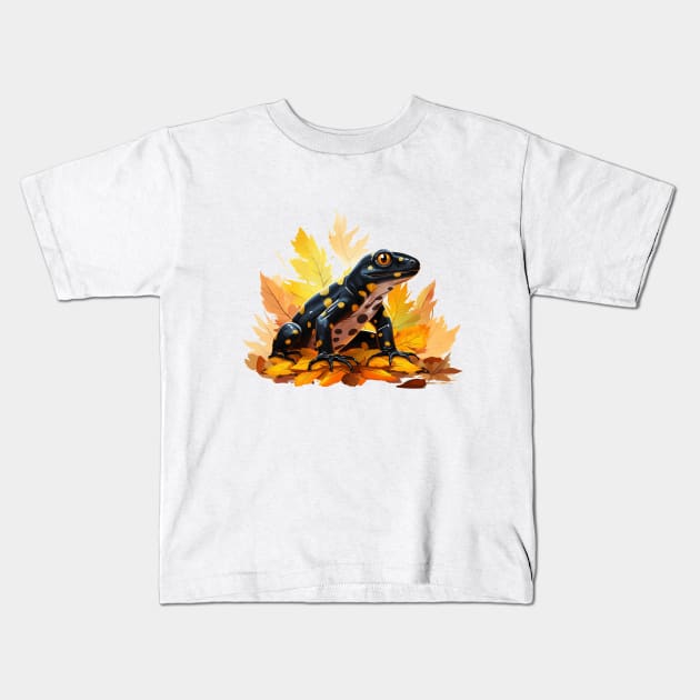 Fire Salamander Kids T-Shirt by zooleisurelife